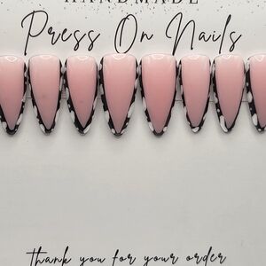 Nude and Black Stiletto Press On Nails SIZE LARGE